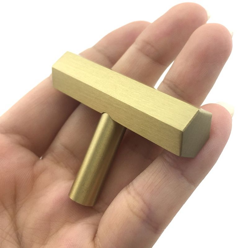 Hexagon Brushed Brass Drawer Knobs And Pulls Gold Tbar Kitchen