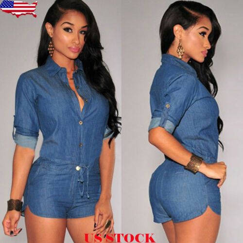 denim playsuit womens