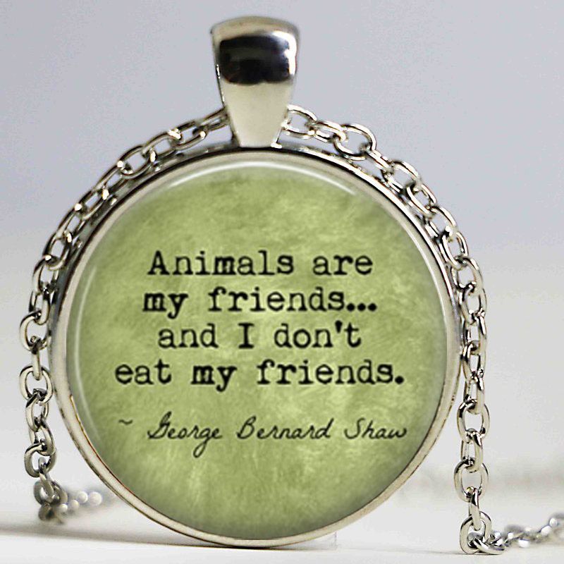 Acheter Pas Cher Vegetarien George Bernard Shaw Citation Bijoux Animaux Sont Mes Amis Vegetariens Dome Verre Pendentif Chaine Collier Bijoux Vegan Du 0 Fr Dhgate