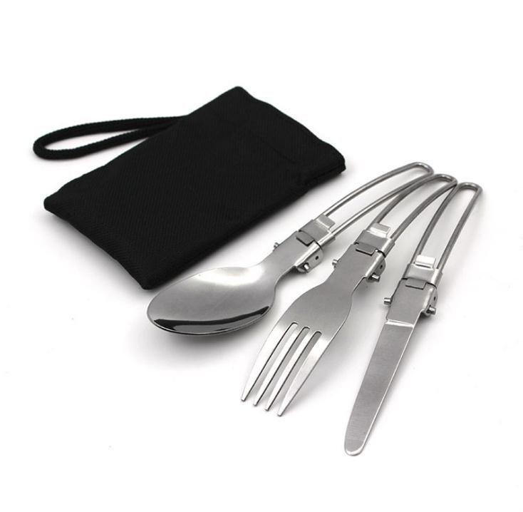 Portable 3pcs//Set en Acier inoxydable baguettes cuillère fourche Set de couverts avec boite