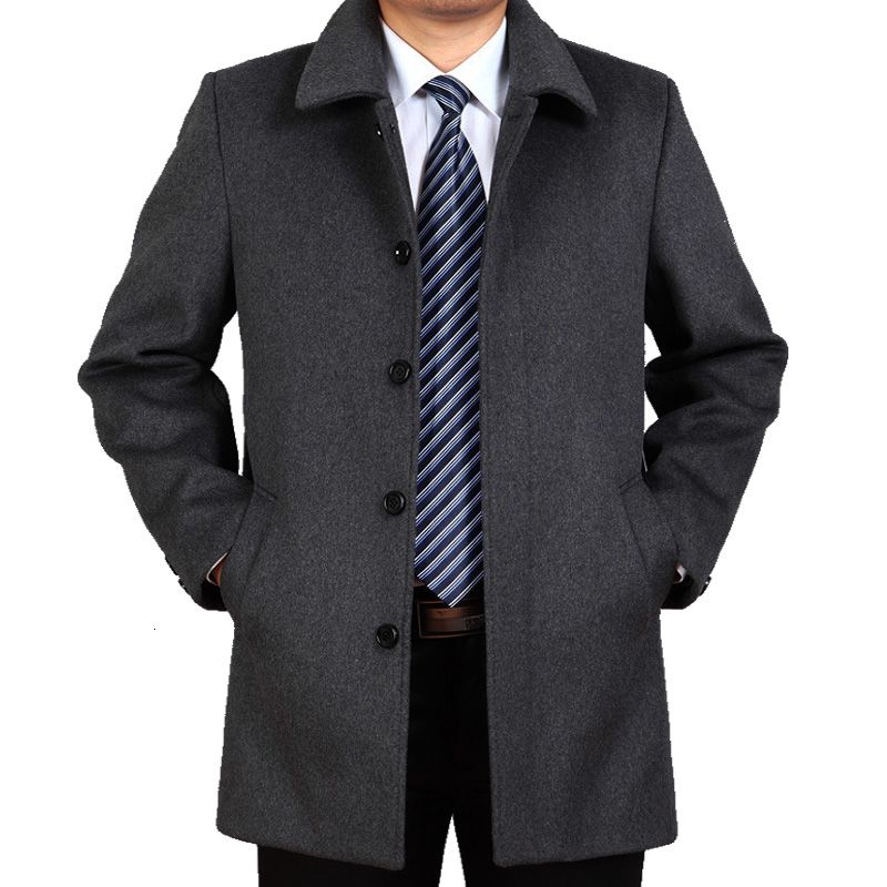 Mens Autumn Winter Formal Smart Overcoat Thick Wool Blend Long Line Coat New