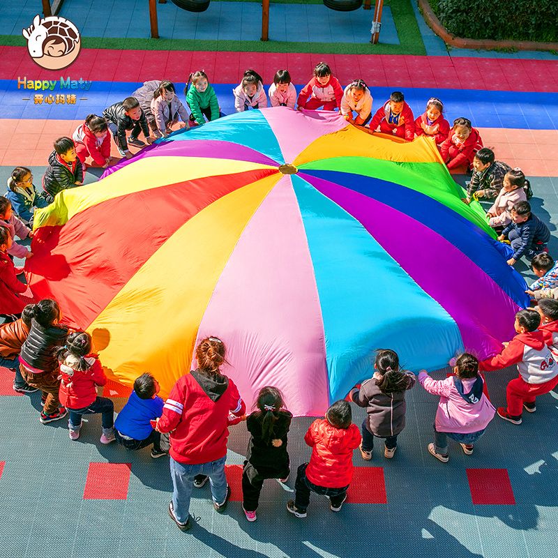 Happymaty 2M/3M/3.6M/4M Diameter Outdoor Rainbow Umbrella Parachute Toy
