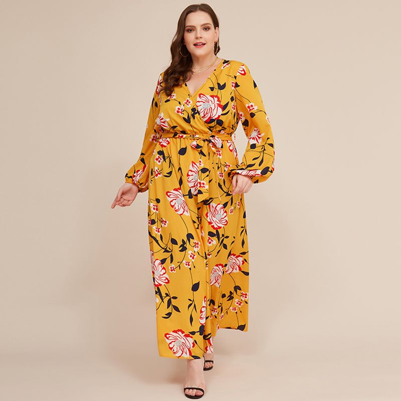 Siskakia Maxi Dress Yellow Floral Plus 