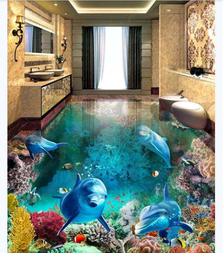 Custom 3d Self Adhesive Waterproof Floor Painting Wallpaper