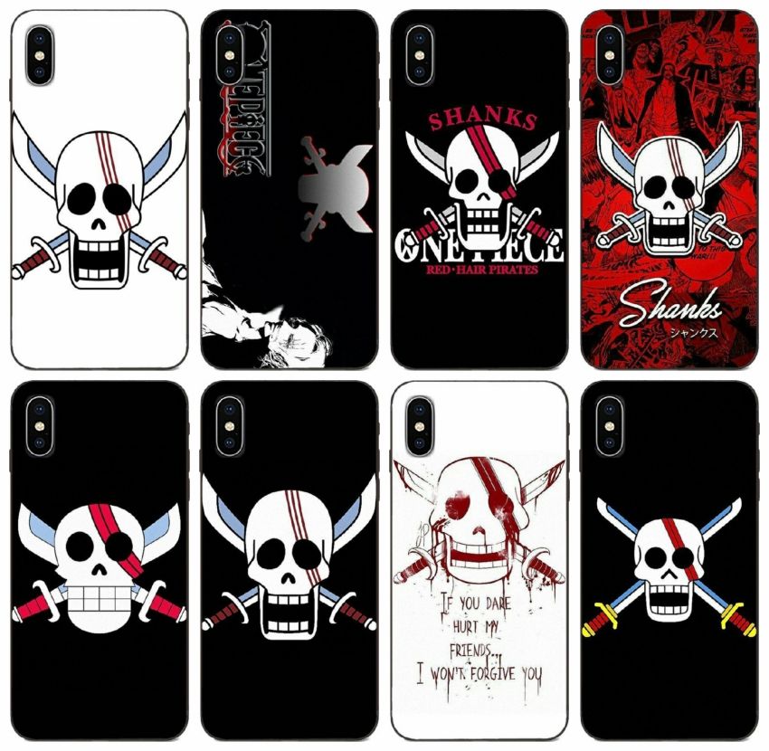 Tongtrade One Piece Red Hair Shanks Skull Flag Case For Iphone 12 8 7 6 Plus 11 Pro Max X Xs Case Galaxy Huawei P40 Xiaomi 9 Silicone From Tongtrade 1 63 Dhgate Com