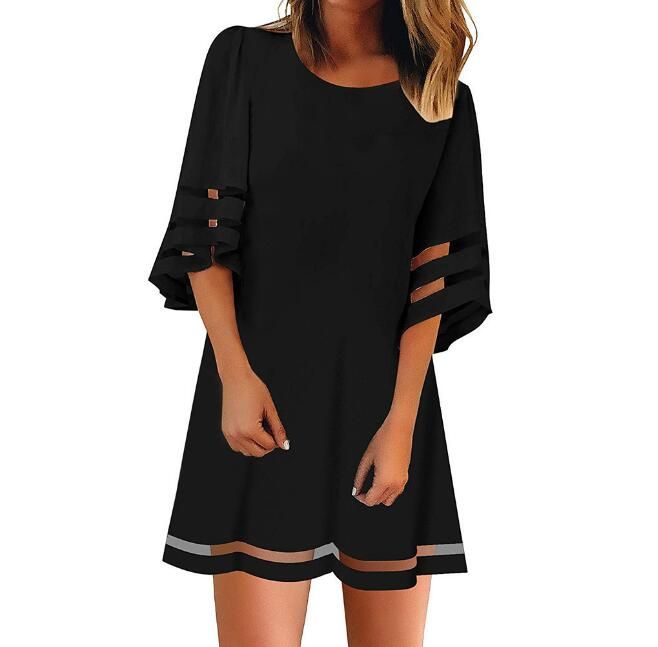 plus size three quarter sleeve dresses