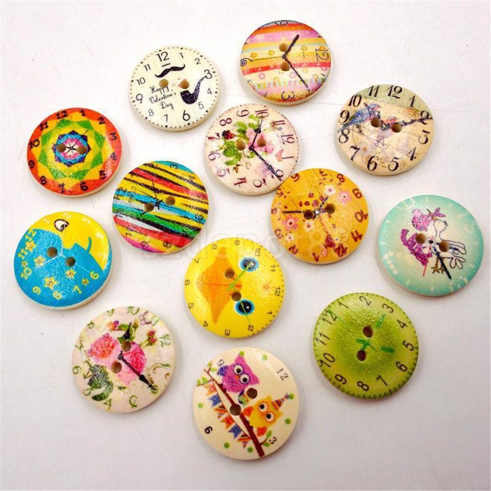 10 20 50 100 Pieces Hand Painted Wooden Button  Diy Button Headband