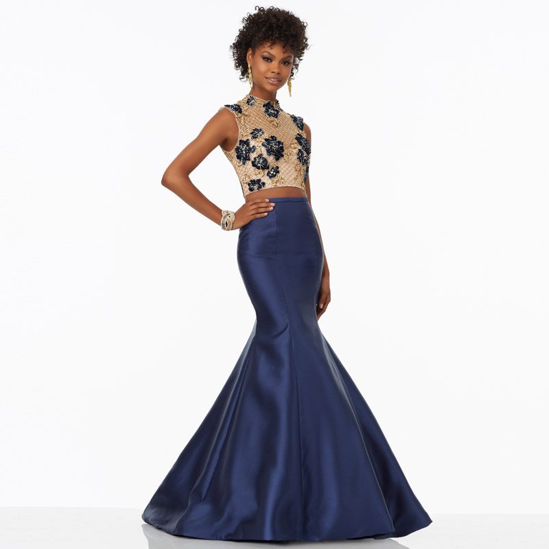 navy maxi prom dress