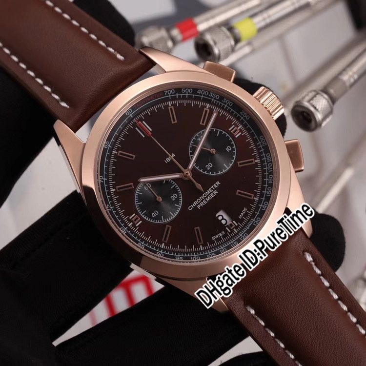New Premier B01 RB0118A31B1X1 VK Quartz Chronograph Mens Watch Rose Gold  Brown Dial Black Subdial Brown Leather White Line Puretime C22c3 From  Puretime, $18.12 | DHgate.Com