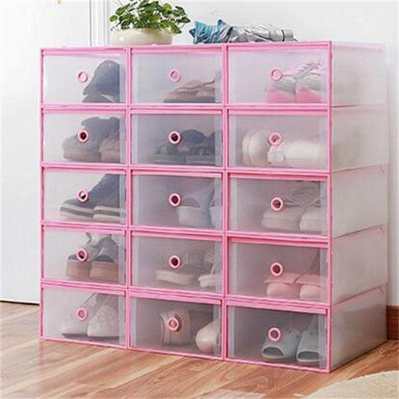 2020 Plastic Frame Shoe Storage Box Peach Heart Style Transparent