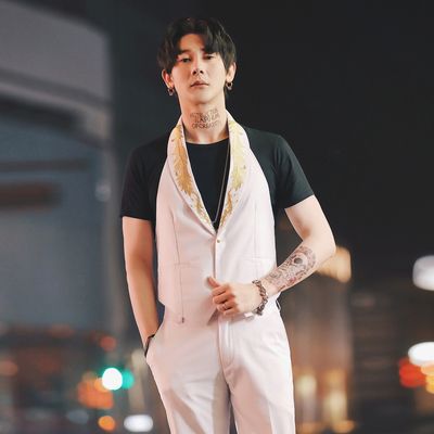 2019 2019 Vest Trend British Nightclub Bar Work Clothes Male Vest