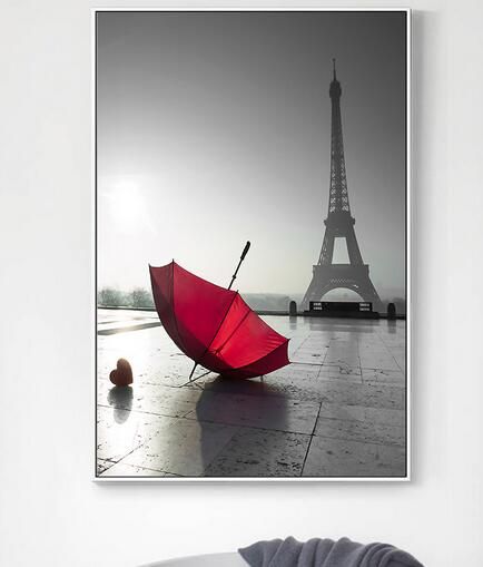 Compre Poster De La Torre Eiffel Del Rosa Rojo Paisaje De La Flor Y Las Impresiones Del Arte Pintura De Pared Negro Blanco Foto Moderna Decoracion Del Hogar A 8 16 Del