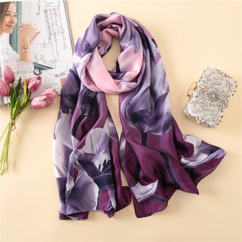 ladies purple silk scarf