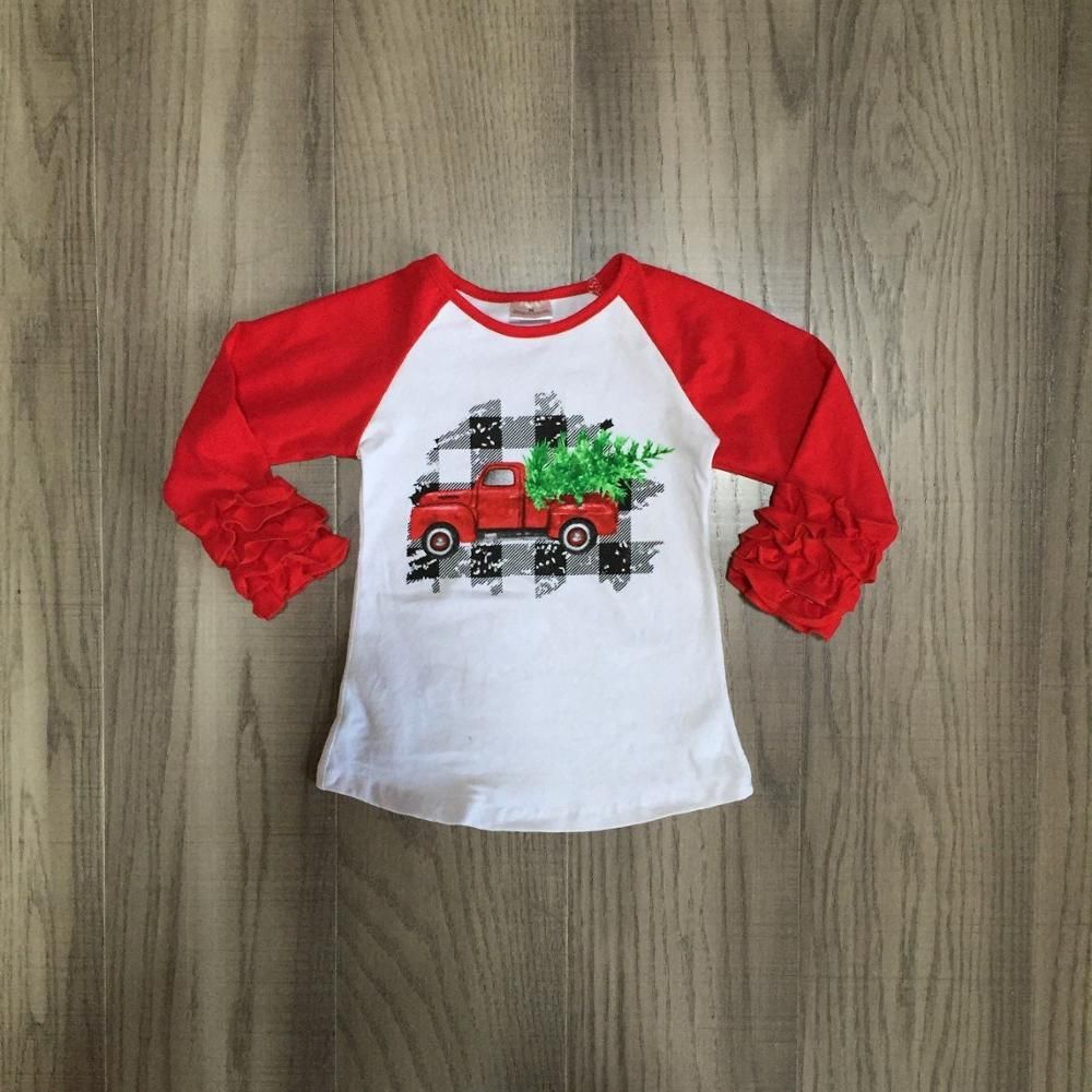 2020 Kids Boys Clothes Boys Christmas Clothes Christmas Tree In The Car T Shirts With Red Sleeve Kids White Top Girls Cotton From Ys Shop 13 72 Dhgate Com