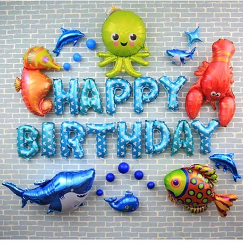 Sea Word Theme Letter Happy Birthday Foil Balloons Birthday Party Decorations Kids Sea Fish Ball Birthday Package Party Supplies Q190429 Birthday Items Birthday Items For Kids From Mingjing01 19 09 Dhgate Com
