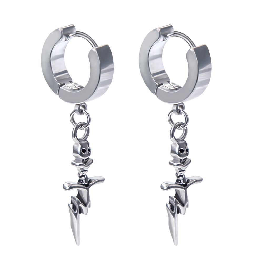 Cráneo Esqueleto Halloween cuelgan pendientes gancho plateado plata