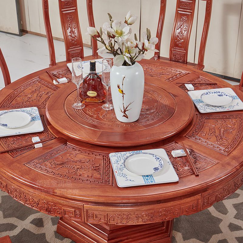 Whole Redwood Dining Table And Chair Combination Solid Wood Household Hotel Round With Turntable Furniture At 992 45 Dhgate Com Whole Redwood Dining Table And, Red Wood Round Dining Table