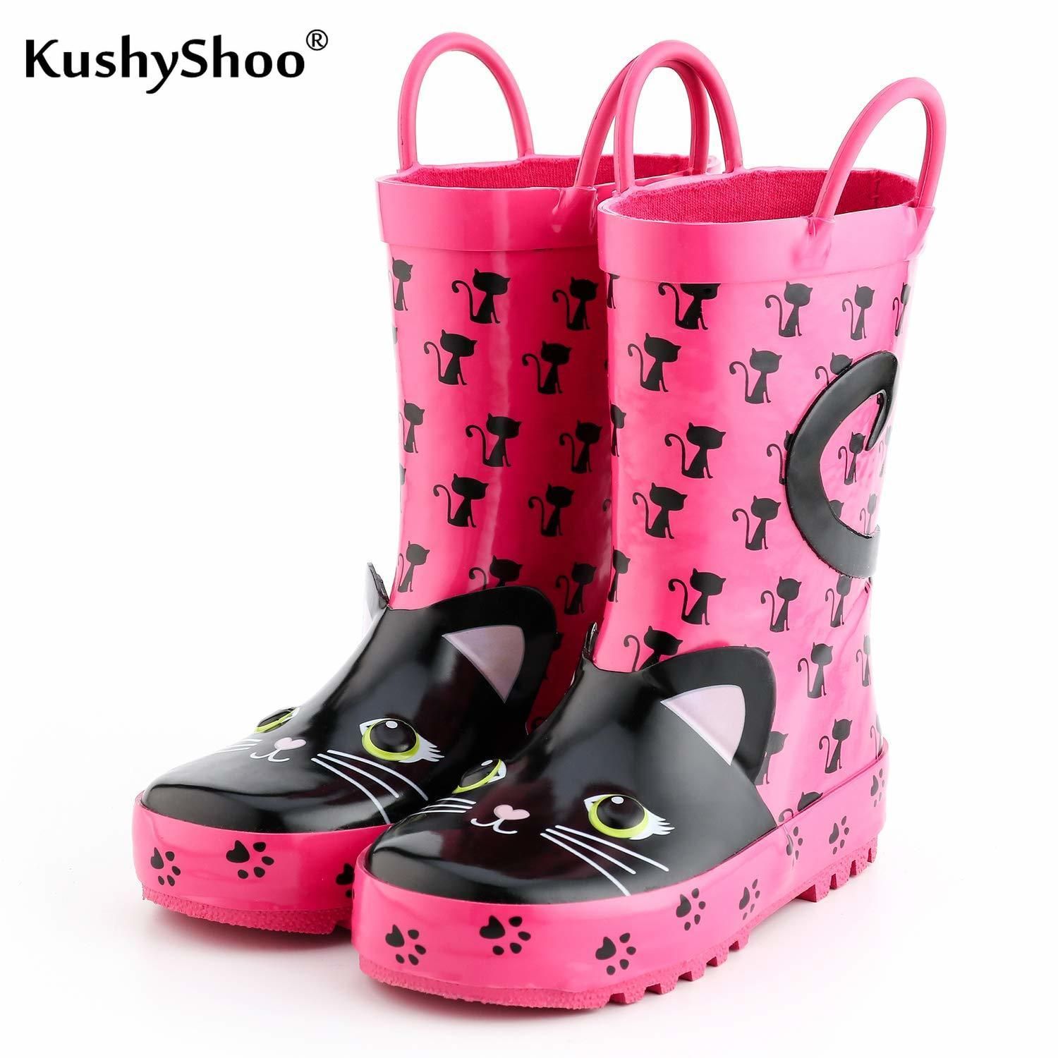 Children Flower PVC Rain Boots Kids Rubber Waterproof Anti-Slippery Water Shoes