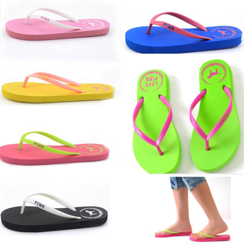 love pink flip flops