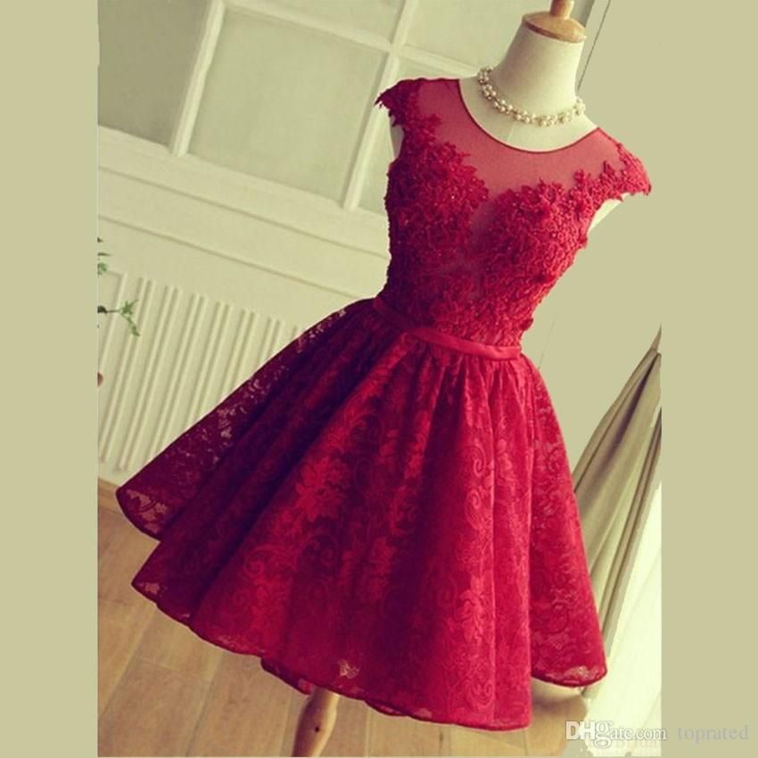 Elegant Light Wine Red Lace Short Homecoming Party Dresses Cocktail Dress Lace Up Knee Length Semi Prom Gowns Backless Jewel Neck From Toprated 86 92 Dhgate Com