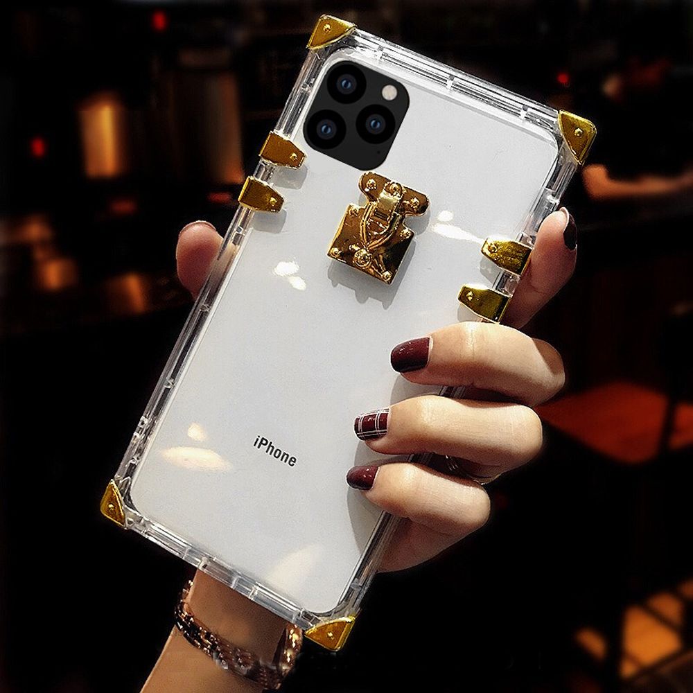 Luxury Transparent Phone Case For IPhone 11 Pro Max SE2 Square Silicone