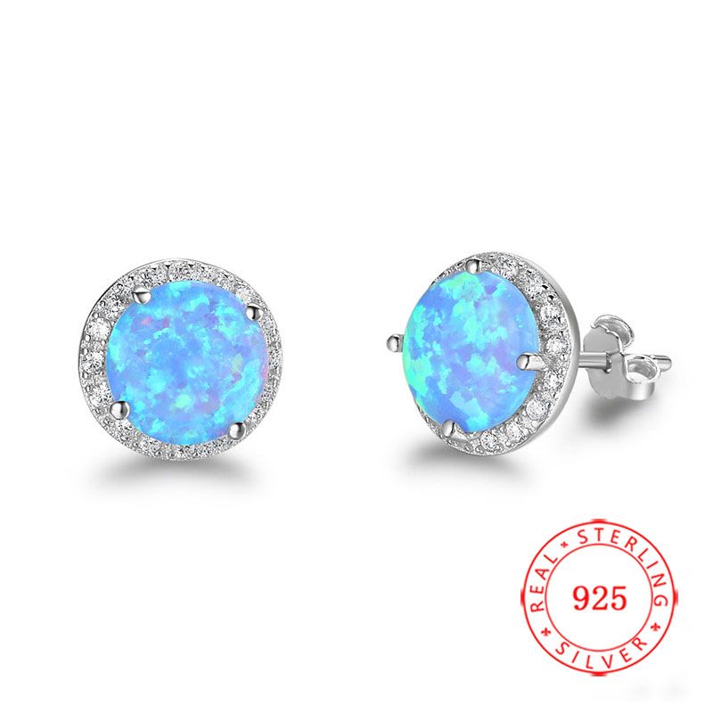 Cross Opal and Semi Precious Ear Studs 925 Sterling Silver For Women and Girls