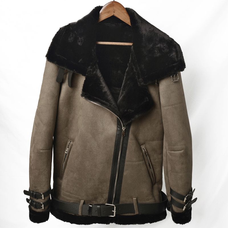 2020 Vintage Fashion Mens Fur Lined Coats Autumn Winter Warm Mens