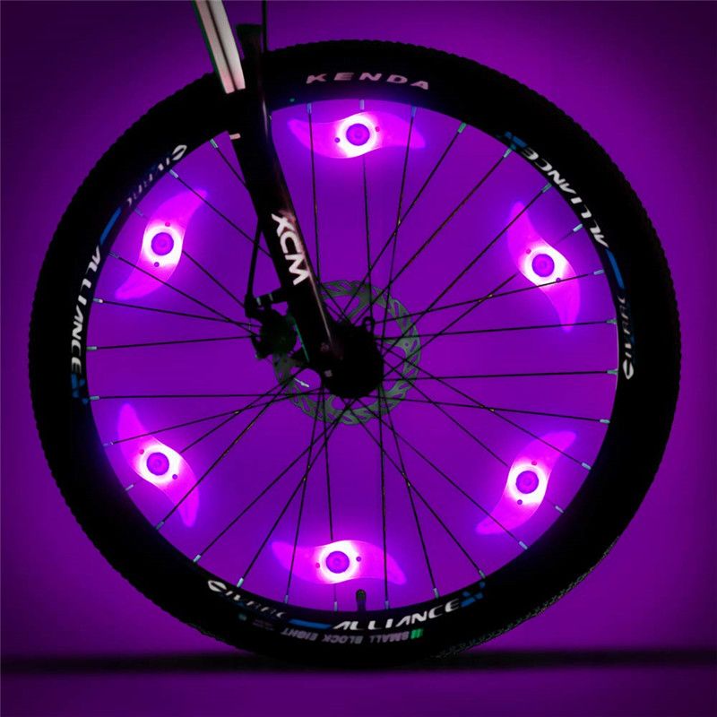 6 purple bike wheel lights