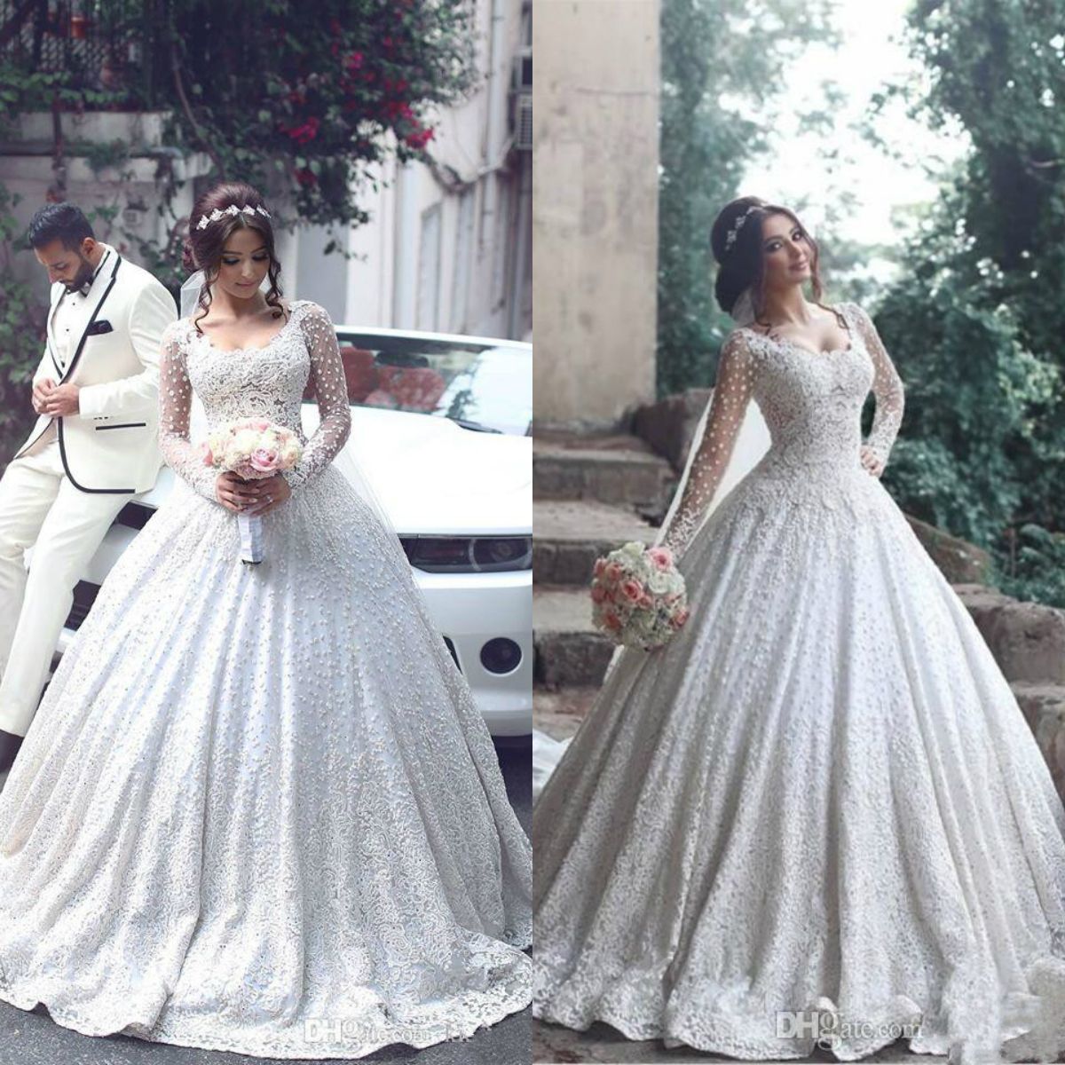 arabic white wedding dresses