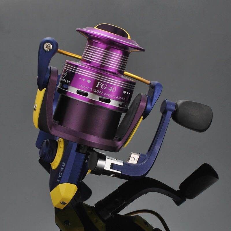 Matte Purple Wholesale Metal Fishing Reel Fishing Reel Spinning Wheel Folding Handle Soft Rubber