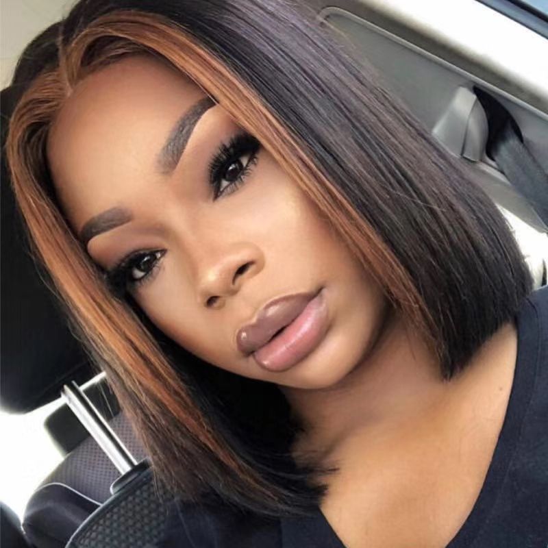 Ombre Lace Front Human Hair Bob Wigs For Black Women T1b 27