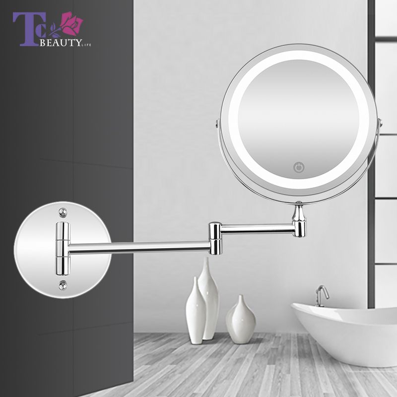 Wall Mounted Bathroom Mirror Led Makeup 1x 5x Magnification Wall Mounted Bathroom Mirror Led Makeup