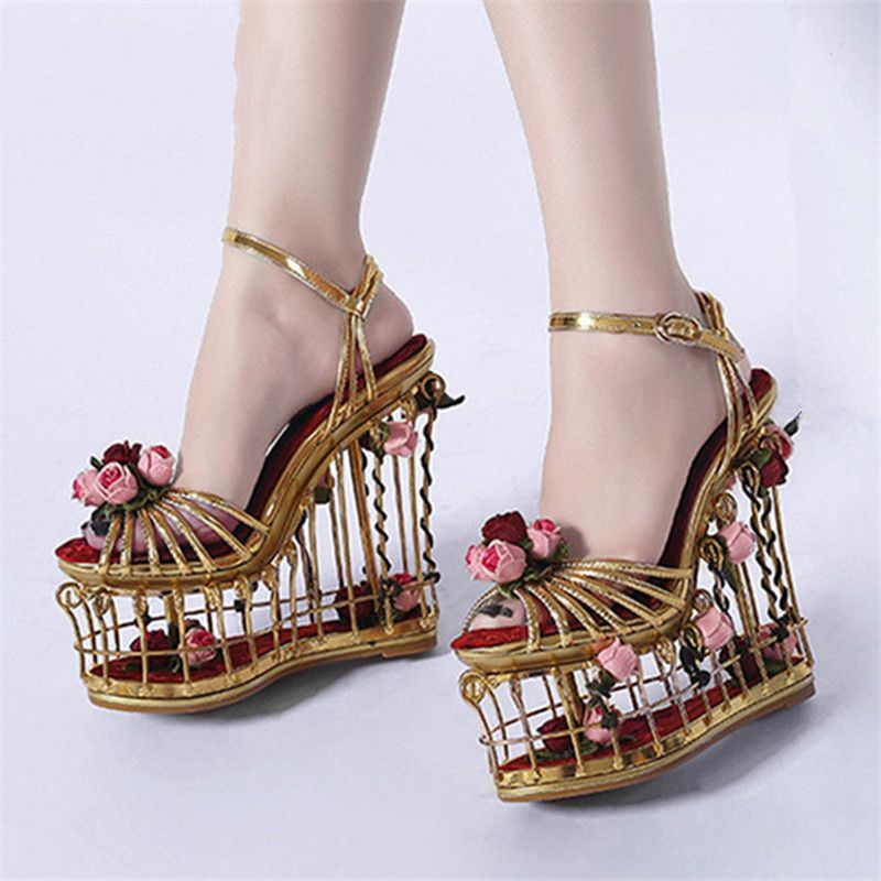 high heel wedge sandals