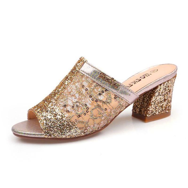 sequin mule slippers