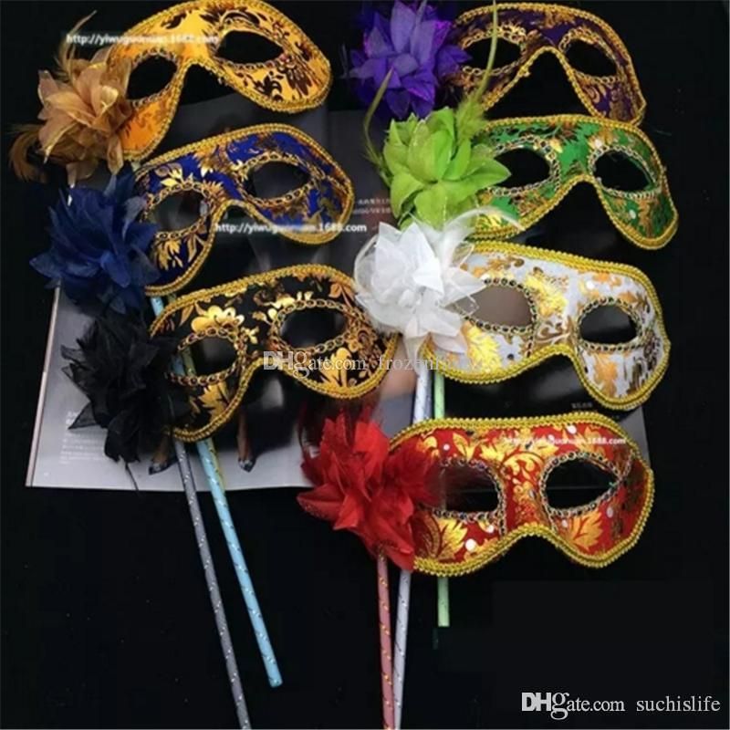 Black /& Silver Venetian Masquerade Party Prom Carnival Eye Mask Hand Held Stick