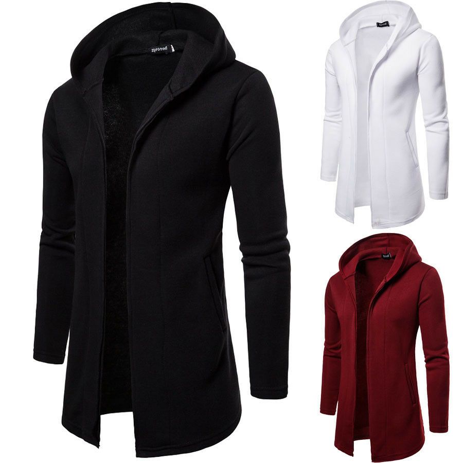 Mens Hooded Cloak Long Cardigan Coat Long Windbreaker Cloak Coat