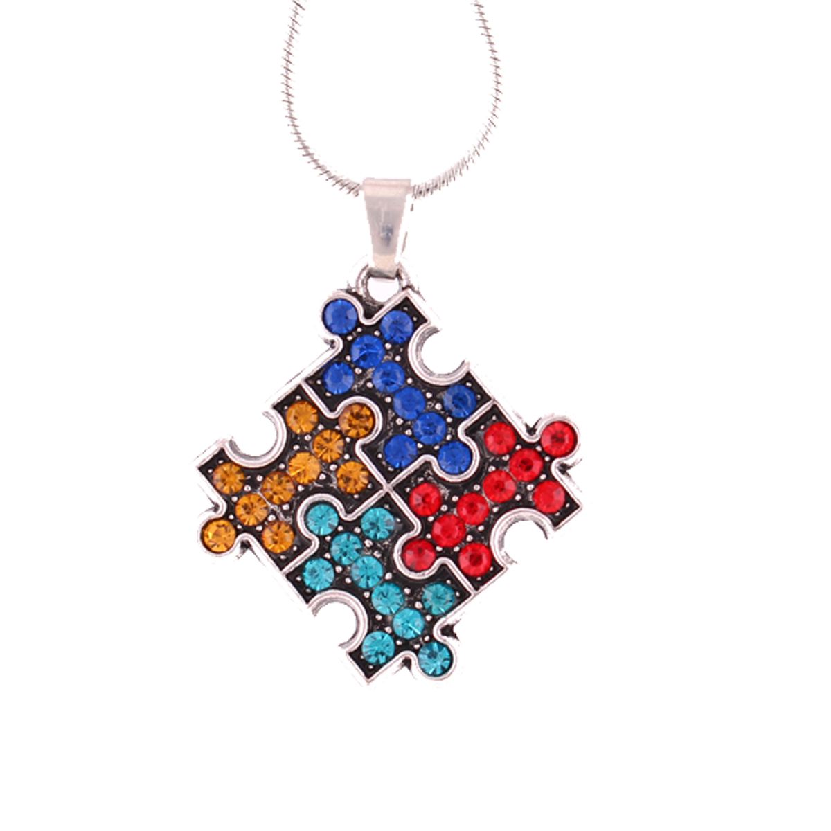 Wholesale FL16 Autism Hope Jewelry Multi Colored Enamel Puzzle Piece