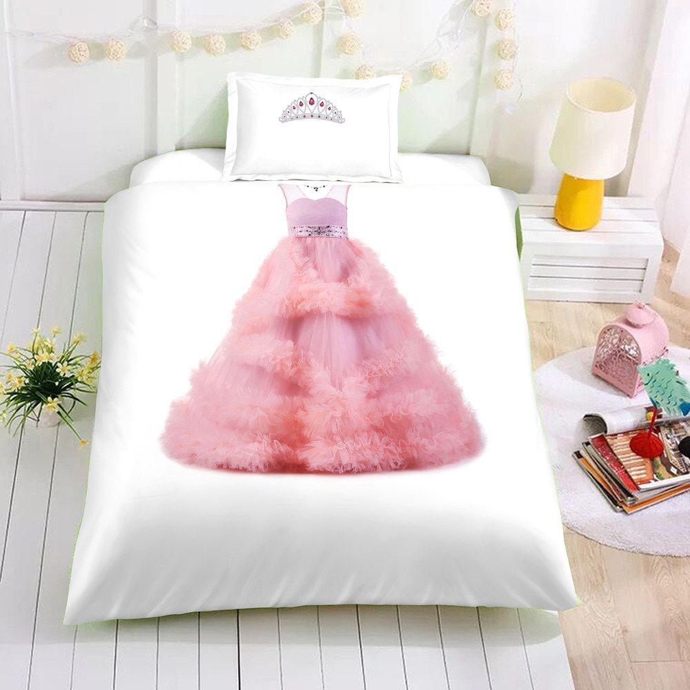 Princess Dress Printed Bedding Set Queen Size Lovely Creative 3d