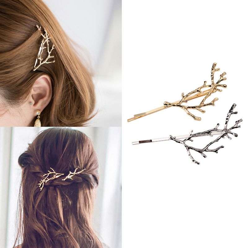 M Mism Vintage Silver Alloy Hairpins For Girls Tree Hair Clips