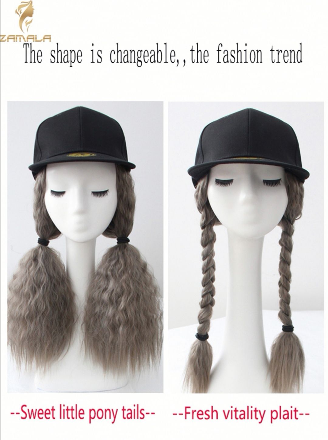Cap Hairpiece Female Long Hair Cap Long Roll Foaming Surface Wool