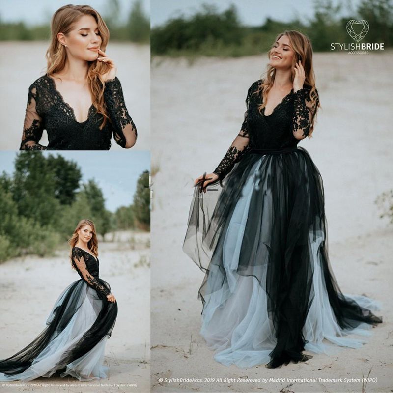 black boho wedding dress