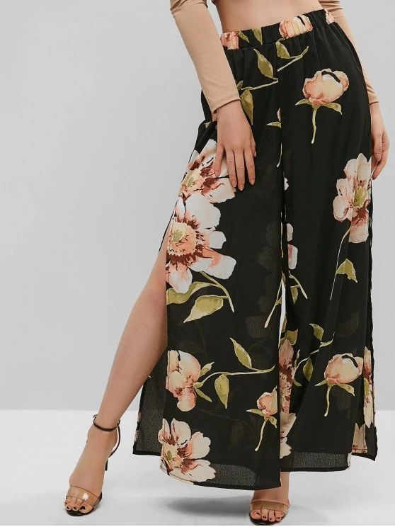 Compra Zada Pantalones Anchos De Pierna Ancha Con Flor En La Pierna Abierta  2019 Nueva Moda Para Mujer Adulta Barato | Entrega Rápida Y Calidad |  Es.Dhgate