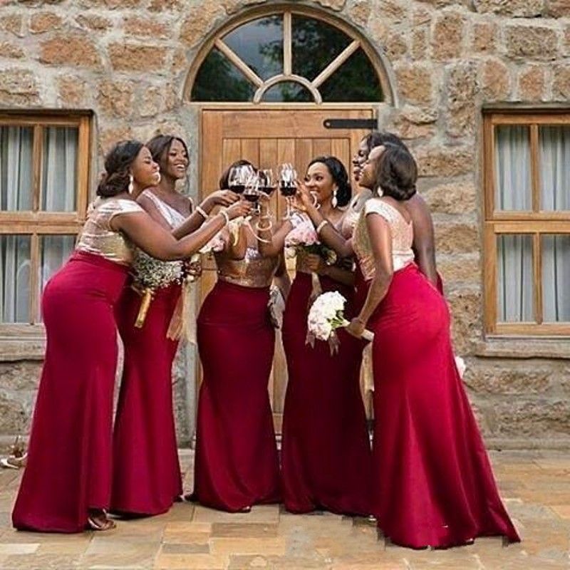 navy and red bridesmaid dresses