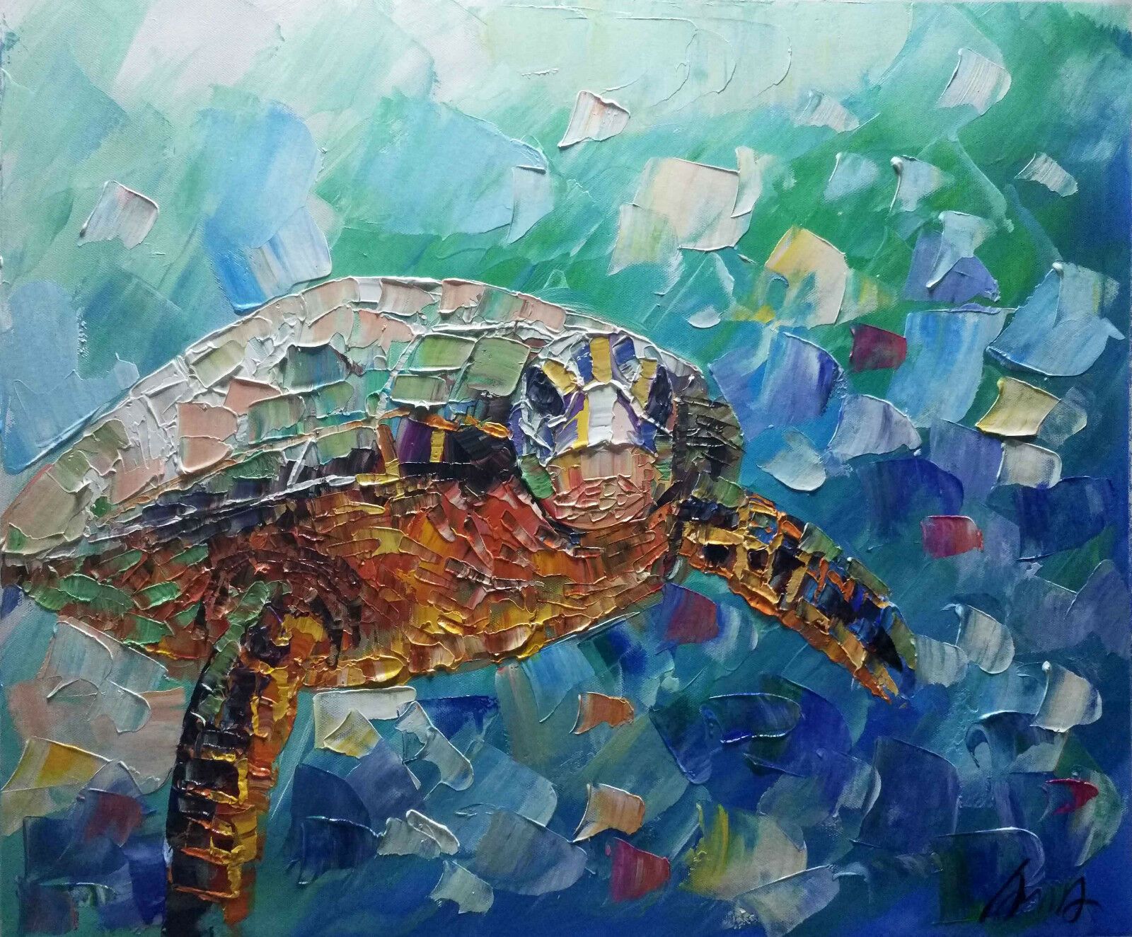 Compre Resumen 100% Arte Pintado A Mano Pintura Al Óleo Tortugas Animales  Pintura Al Óleo Sobre Decoración Pintado A Mano Decoración Del Hogar Arte  De La Pared Imagen A 31,23 € Del