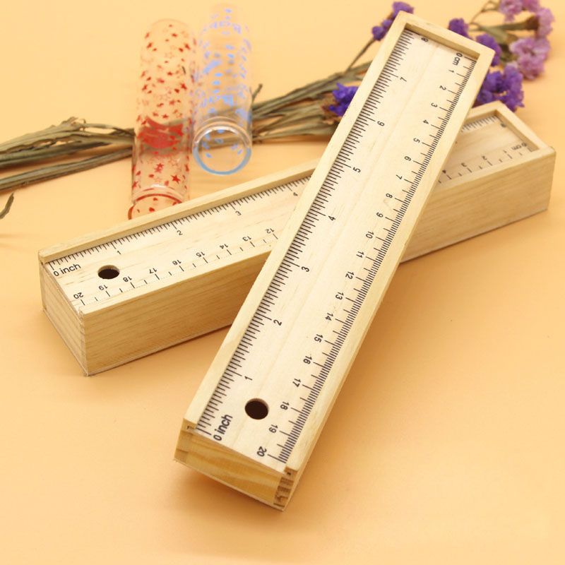 2021 Wood Pencil Box With Ruler Set Wooden Pencil Case Stationery