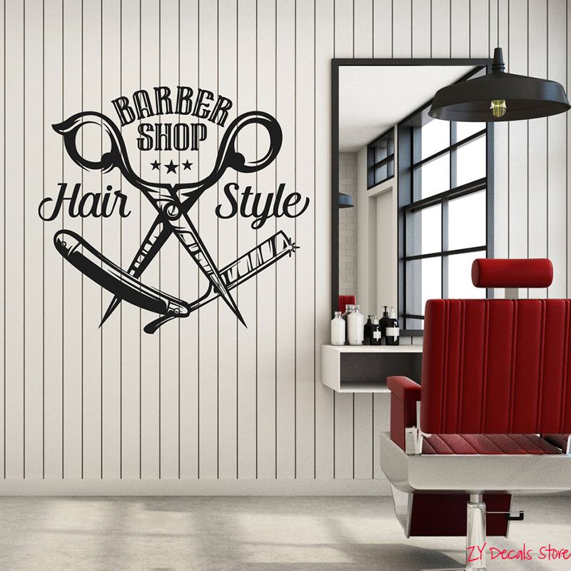 Barber Shop Window Sticker Custom Front Sign Decal Salon Modern Hairdresser 