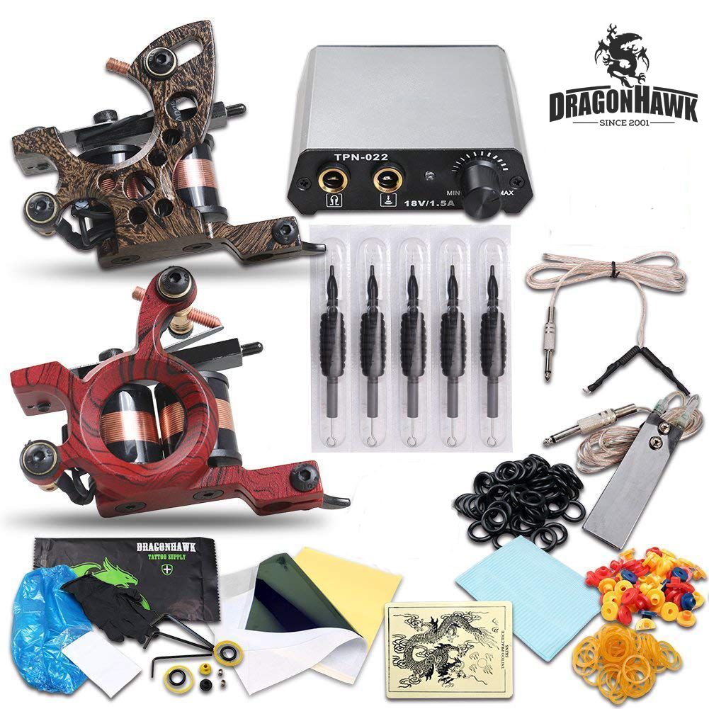 Complete Tattoo Kit 2pcs Tattoo Machines Coils Guns Power Supply Disposable Needles With Grips Tattoo Supplies Complete Tattoo Kit 2pcs Tattoo Machines Coils Guns Power Supply Disposable Needles With Grips Tattoo Supplies