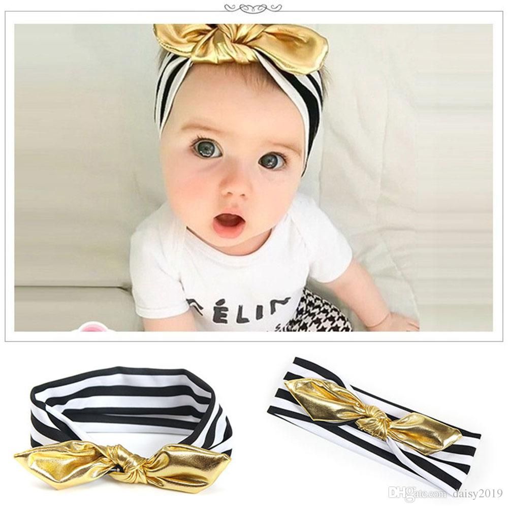 Newborn Baby Rabbit Headband Striped Soft Hat Cotton Elastic Bowknot Hair Band