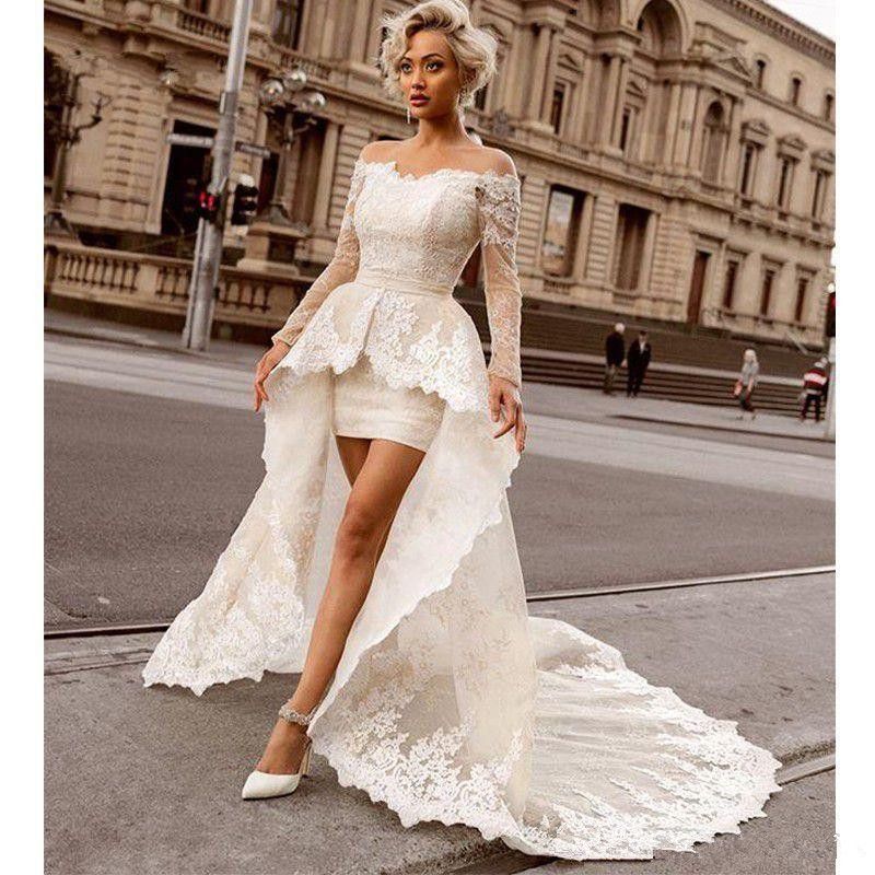 Above Knee Mini Lace Wedding Dresses 