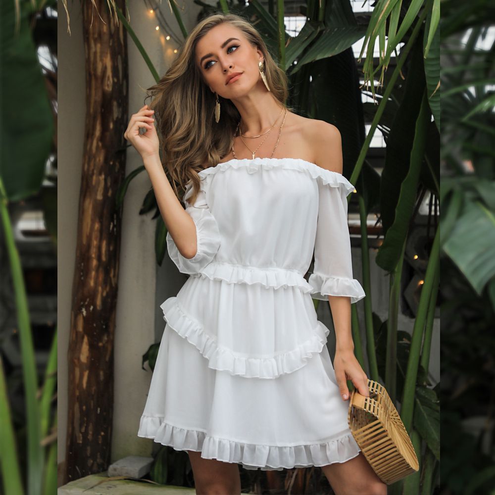 white strapless summer dress